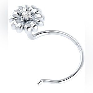 Certified Natural Diamond 14K White Gold Flower Nose Pin